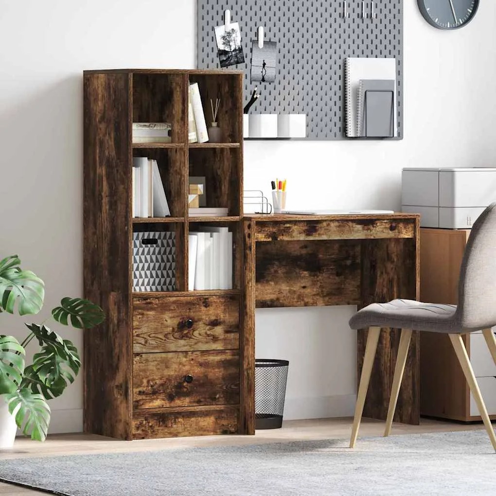 vidaXL Mesa com Armazenamento 2 pcs Carvalho Defumado 70 x 40 x 76 cm