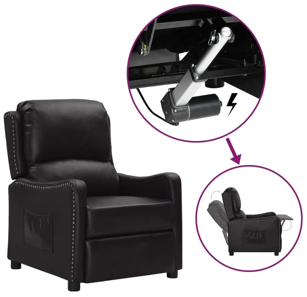 vidaXL Poltrona elevatória couro artificial brilhante preto