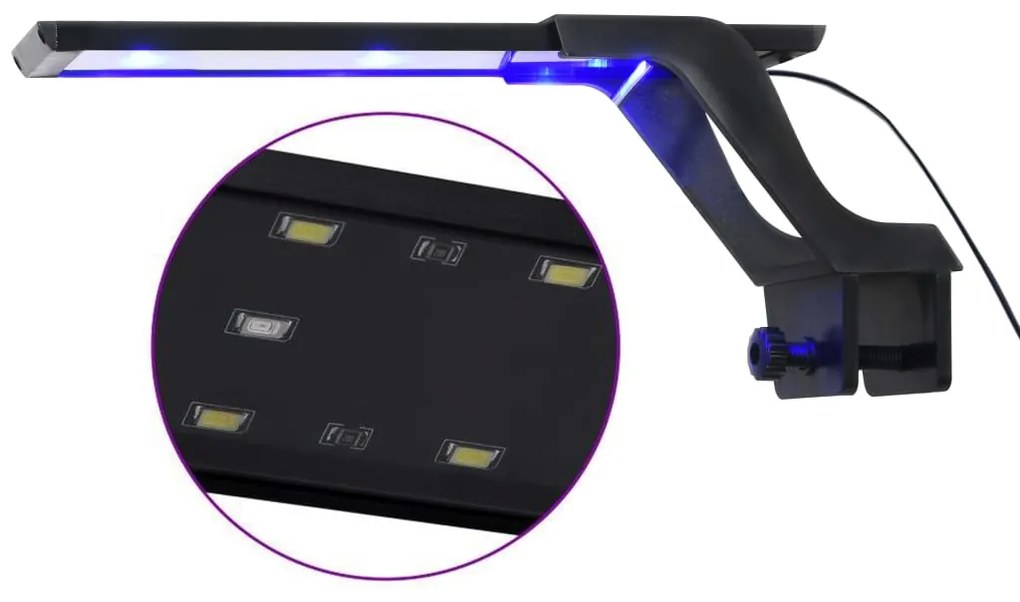 Lâmpada de aquário LED com braçadeira 25-45 cm azul e branco
