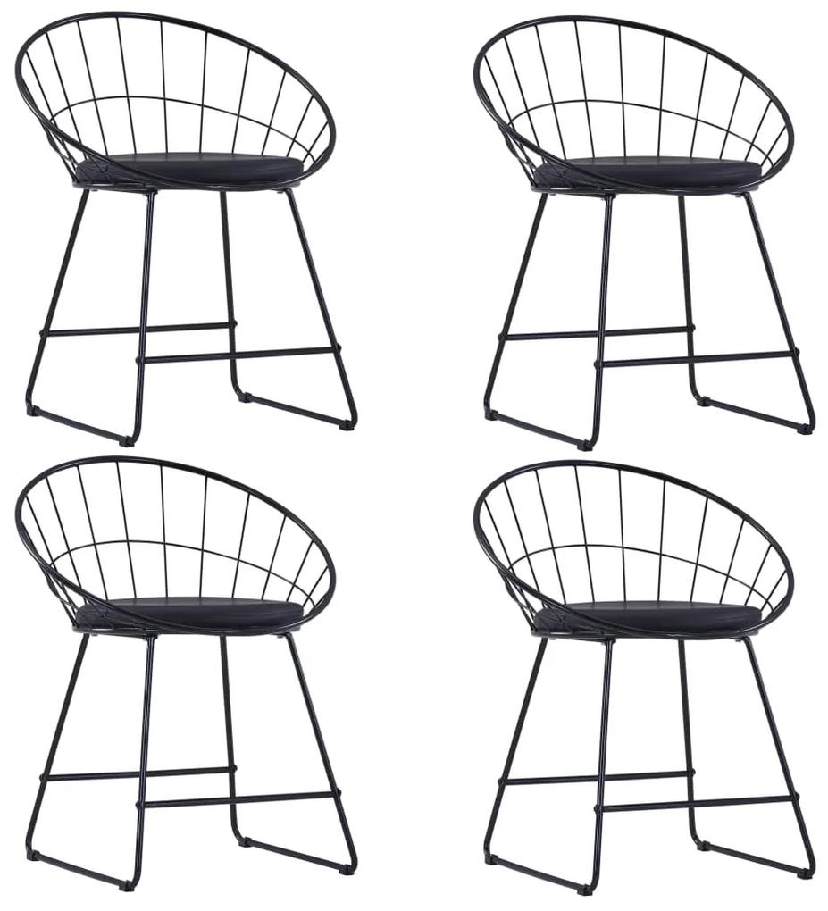 Cadeiras jantar c/ assentos em couro artificial 4 pcs aço preto