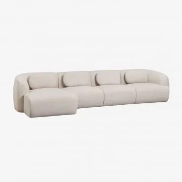 Sofá Modular Chaise Longue Esquerdo De 4 Peças Em Chenille Coquette Chenille Bege Creme - Sklum