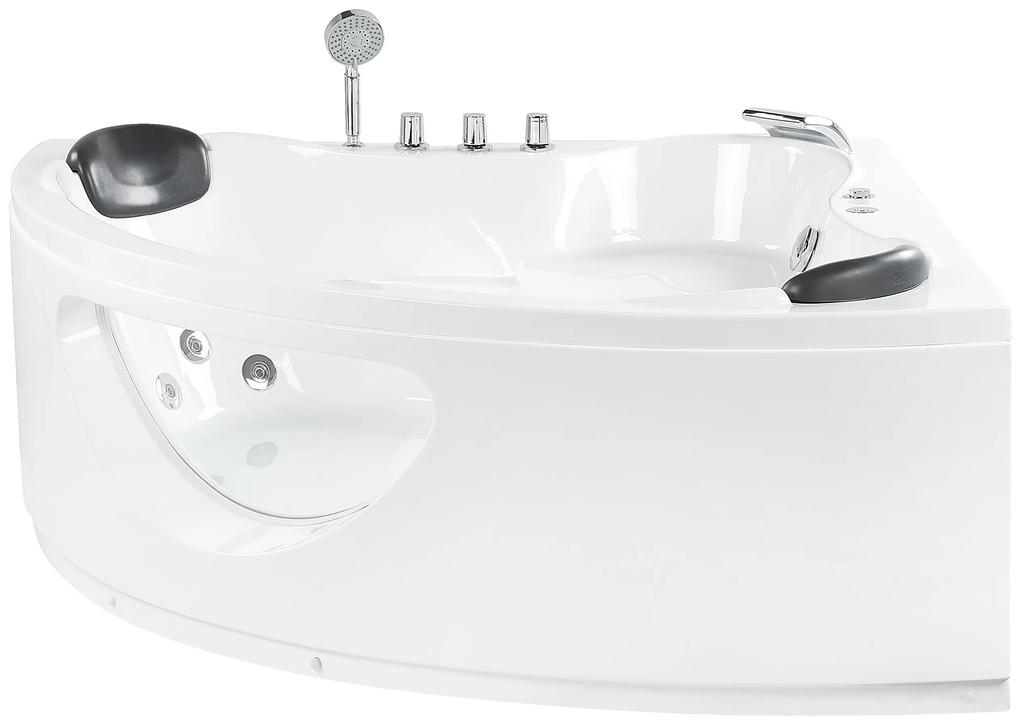 Banheira de hidromassagem de canto branca com LED 140 cm TOCOA II Beliani