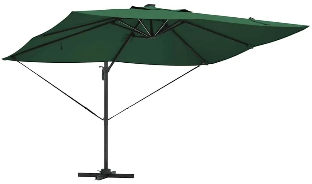 Guarda-Sol Cantilever Roma da com LEDs Verde 352 x 251 x 265 cm em Alu