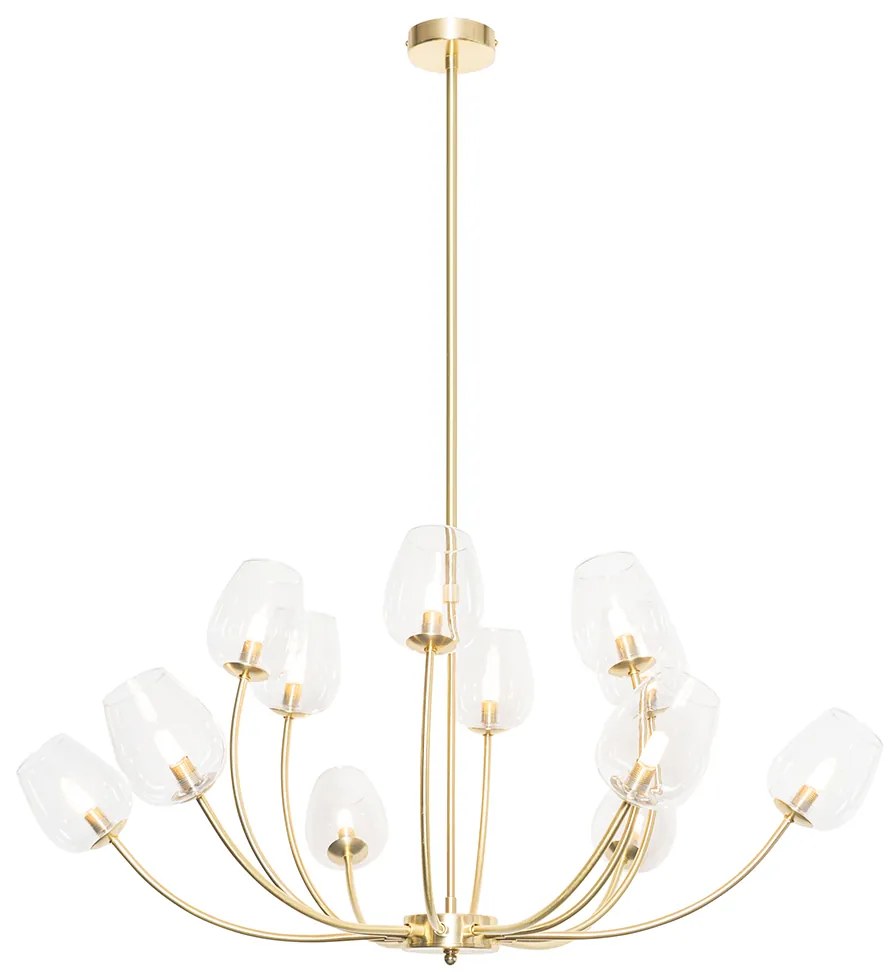 Candeeiro de suspensão clássico dourado com vidro 12 luzes - Elien
