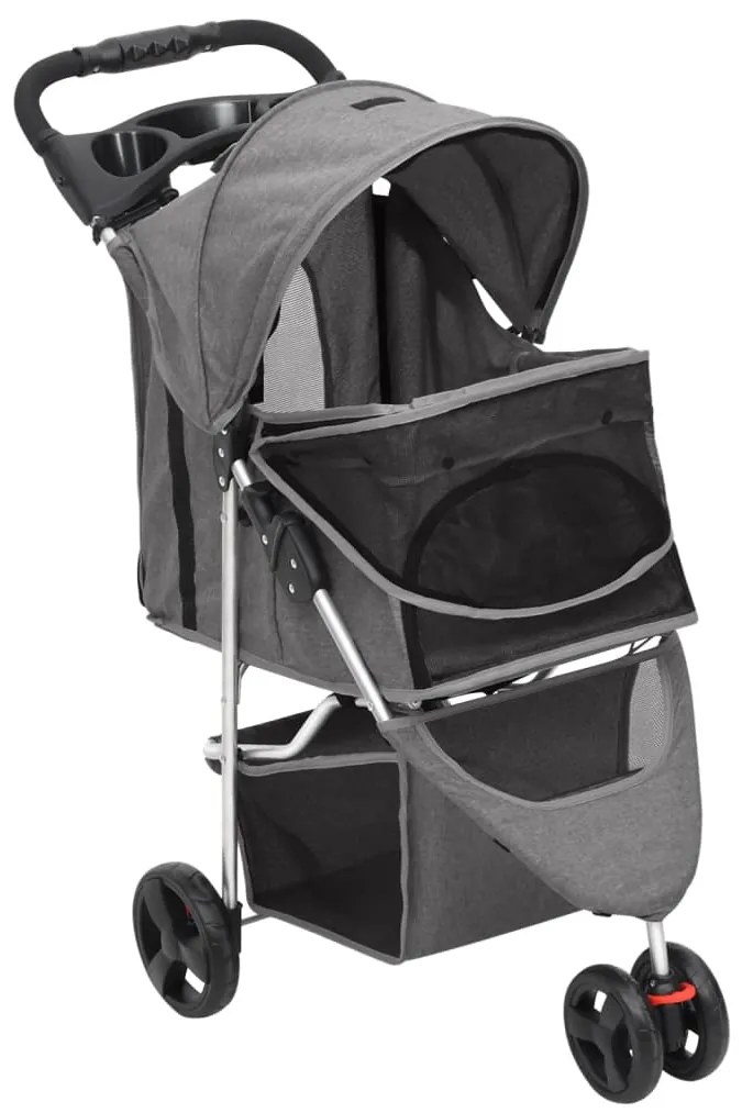 Carrinho dobrável para cães 80x46x98 cm tecido oxford cinzento