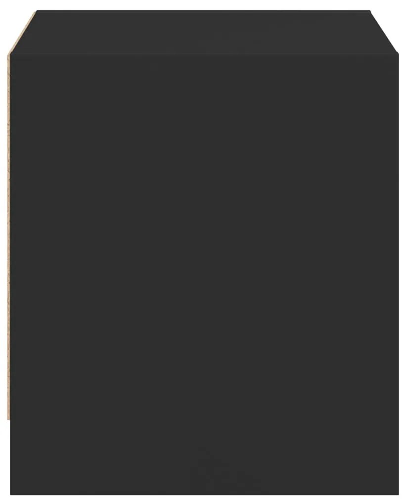 Mesas de cabeceira c/ portas de vidro 2 pcs 35x37x42 cm preto