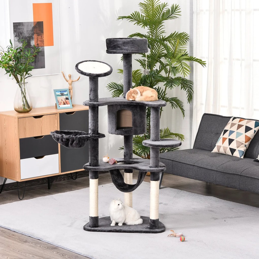 PawHut Árvore Arranhador para Gatos Grande Altura 155cm Torre de Escal