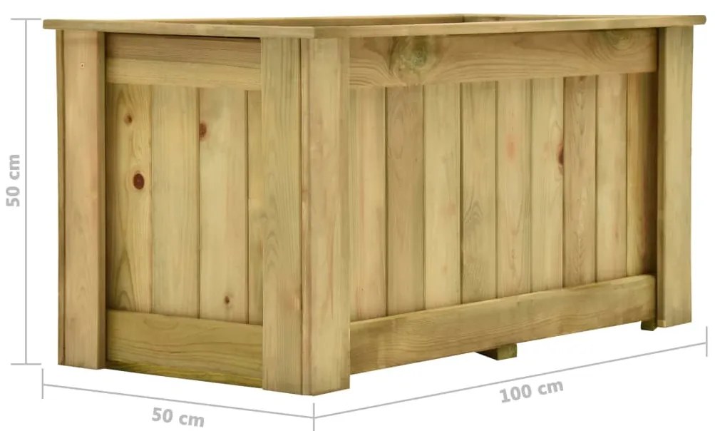 Canteiro elevado 100x50x50 cm madeira de pinho impregnada