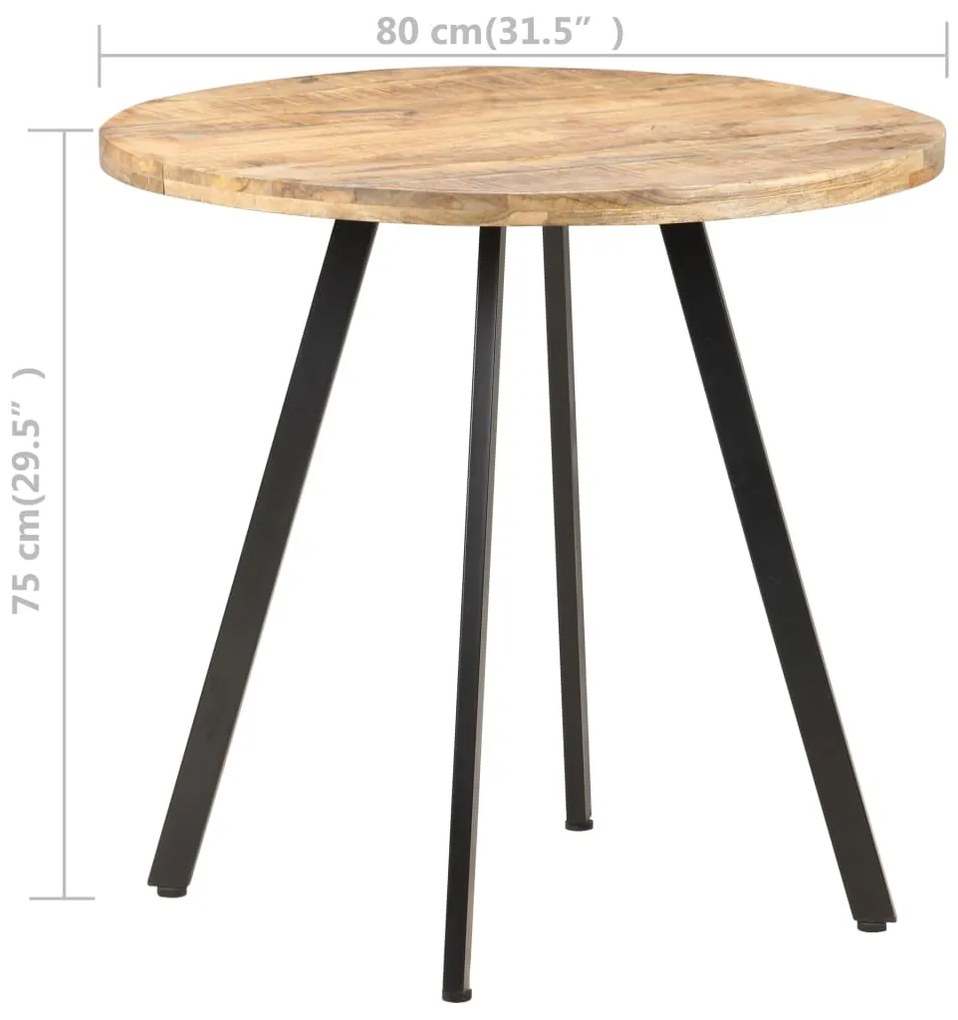 Mesa de jantar 80 cm madeira de mangueira áspera