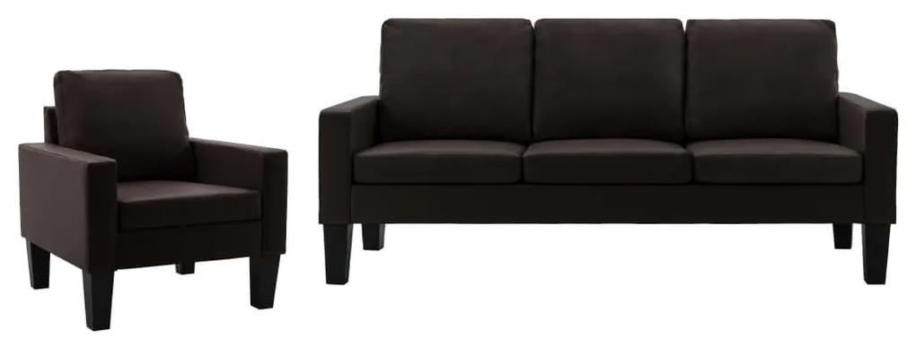 2 pcs conjunto de sofás couro artificial castanho