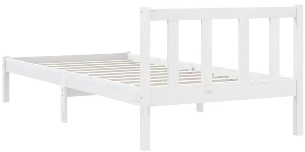 Estrutura de cama pequena solteiro 75x190cm pinho maciço branco
