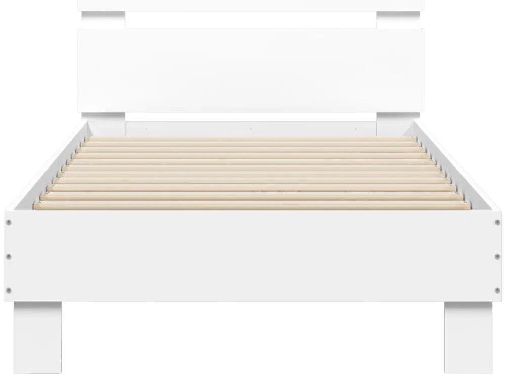 Estrutura de cama c/ cabeceira 90x190 cm deriv. madeira branco