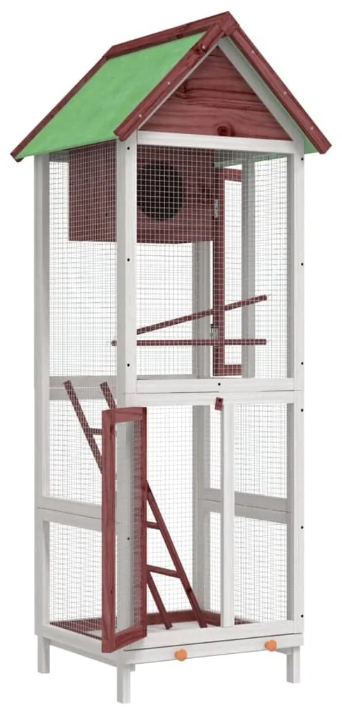 Gaiola para pássaros 60x58,5x160 cm pinho maciço cor moca