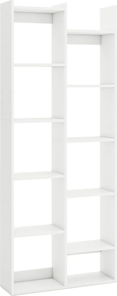 Estante de 12 níveis moderna e organizadora, para livros, para escritório em casa, 65 x 20 x 162 cm Branca