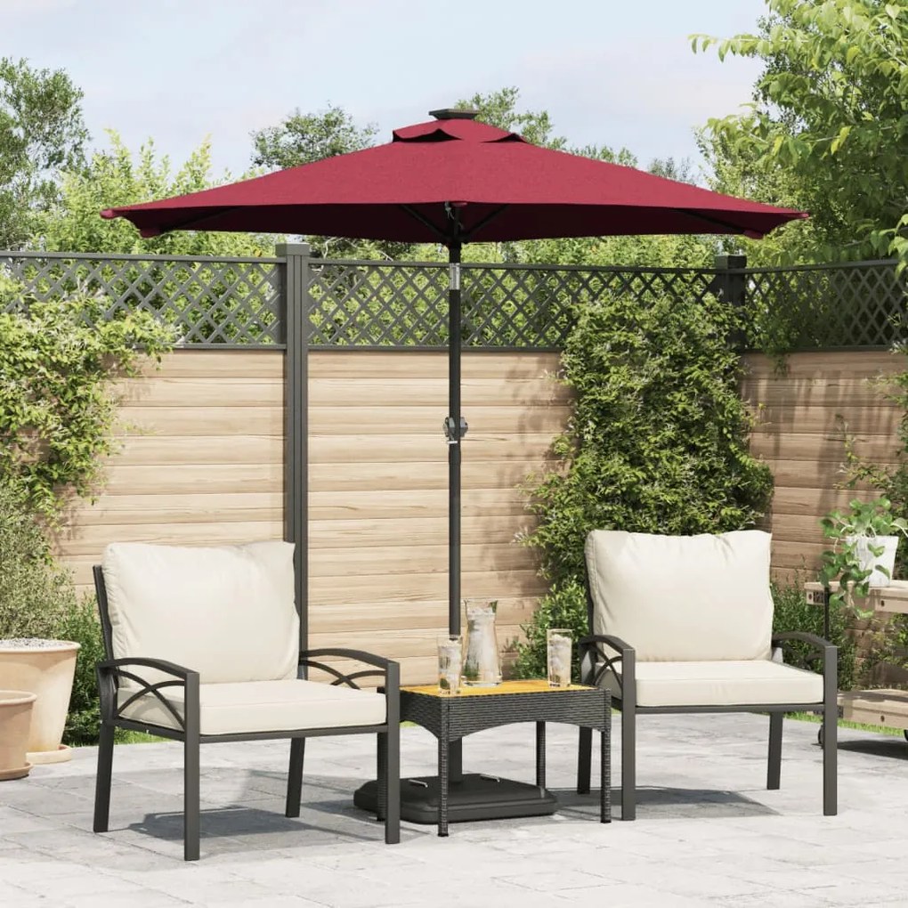 vidaXL Guarda-sol de jardim com poste de aço 225x225x212 cm bordô