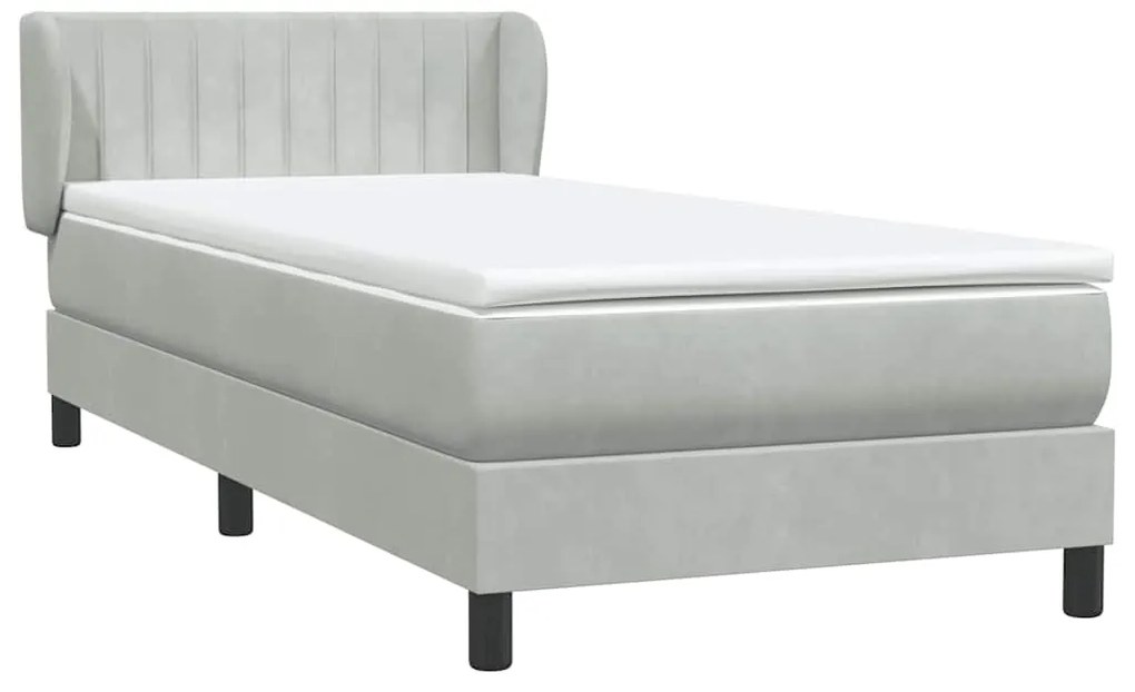 Cama com molas/colchão cinzento-claro 80x220 cm veludo