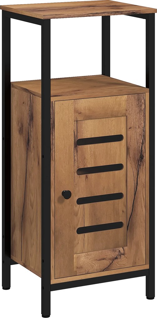 Kleankin Móvel de Casa de Banho Estilo Industrial com Porta Prateleira Ajustável 37x30x85 cm Castanho Rústico | Aosom Portugal