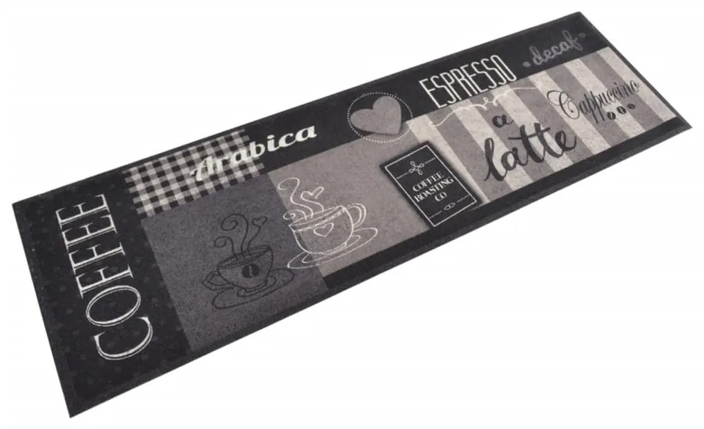 vidaXL Tapete de cozinha lavável 45x150 cm veludo padrão café preto