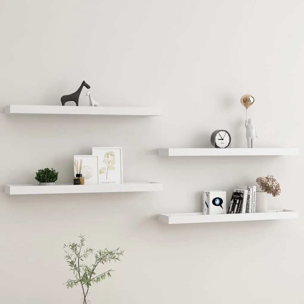 330228 vidaXL Prateleiras de parede Loggia 4 pcs 80x15x4 cm MDF branco