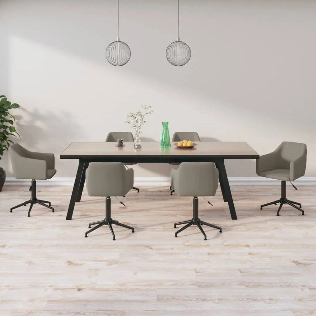 vidaXL Cadeiras de jantar giratórias 6 pcs veludo cinzento-claro