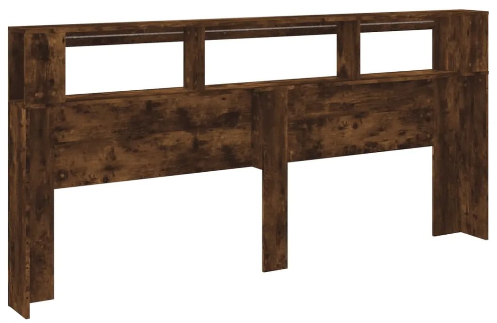 Cabeceira c/ LEDs 220x18,5x103,5 cm carvalho fumado