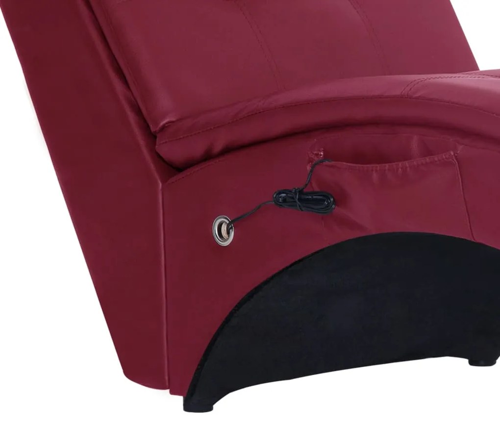 Chaise longue massagem c/ almofada couro artif. vermelho tinto