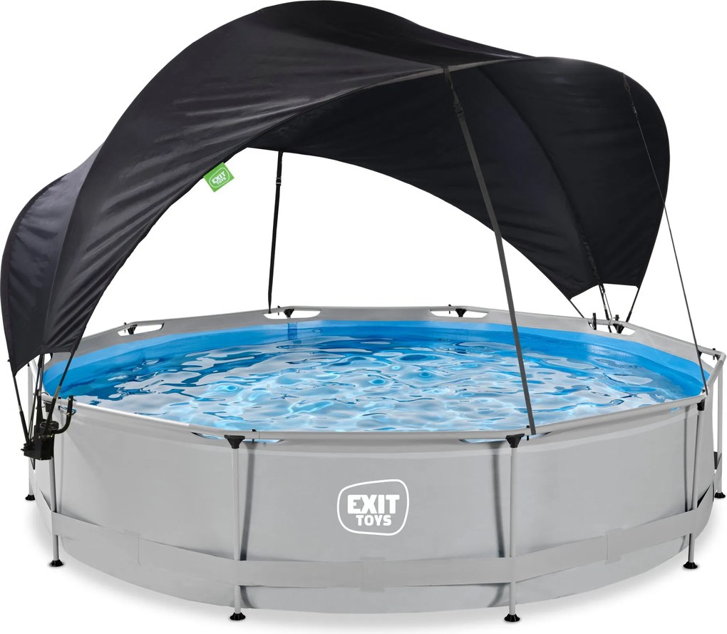 Piscina redonda Soft ø360x76cm com bomba de filtragem e cobertura - cinzenta