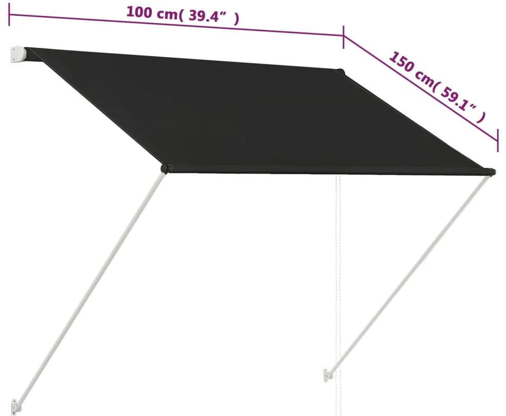 Toldo retrátil 100x150 cm antracite