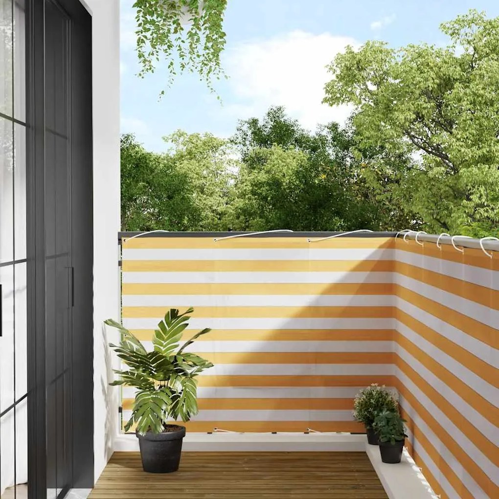 Tela de varanda 120x700 cm amarelo e branco riscas