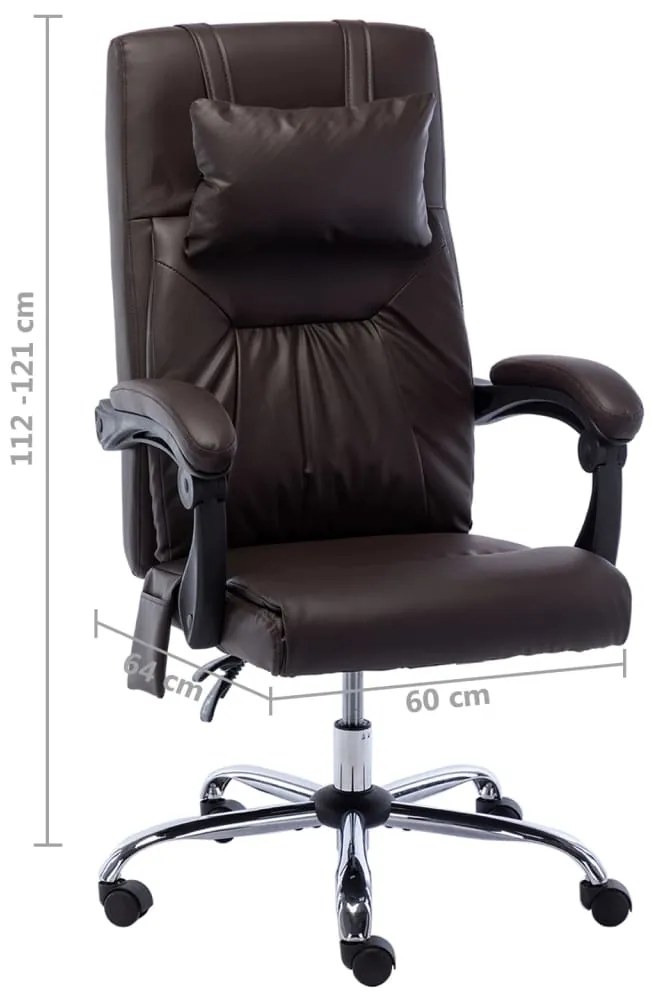 Cadeira escritório c/ função massagem couro artificial castanho