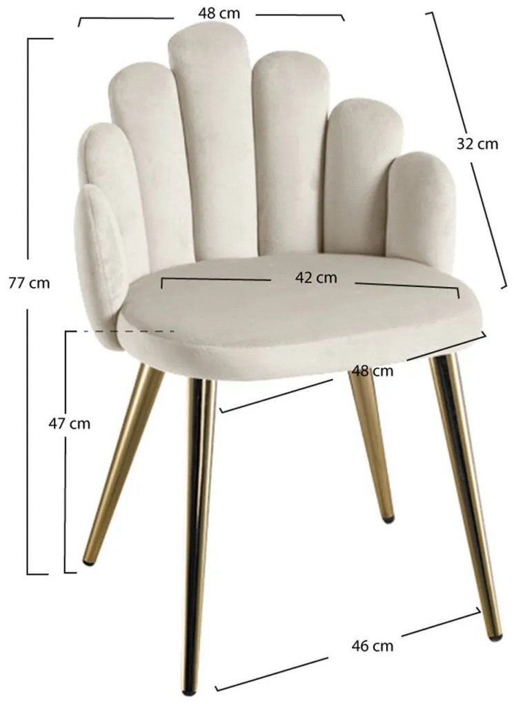 Cadeira Hand Gold Veludo - Beige