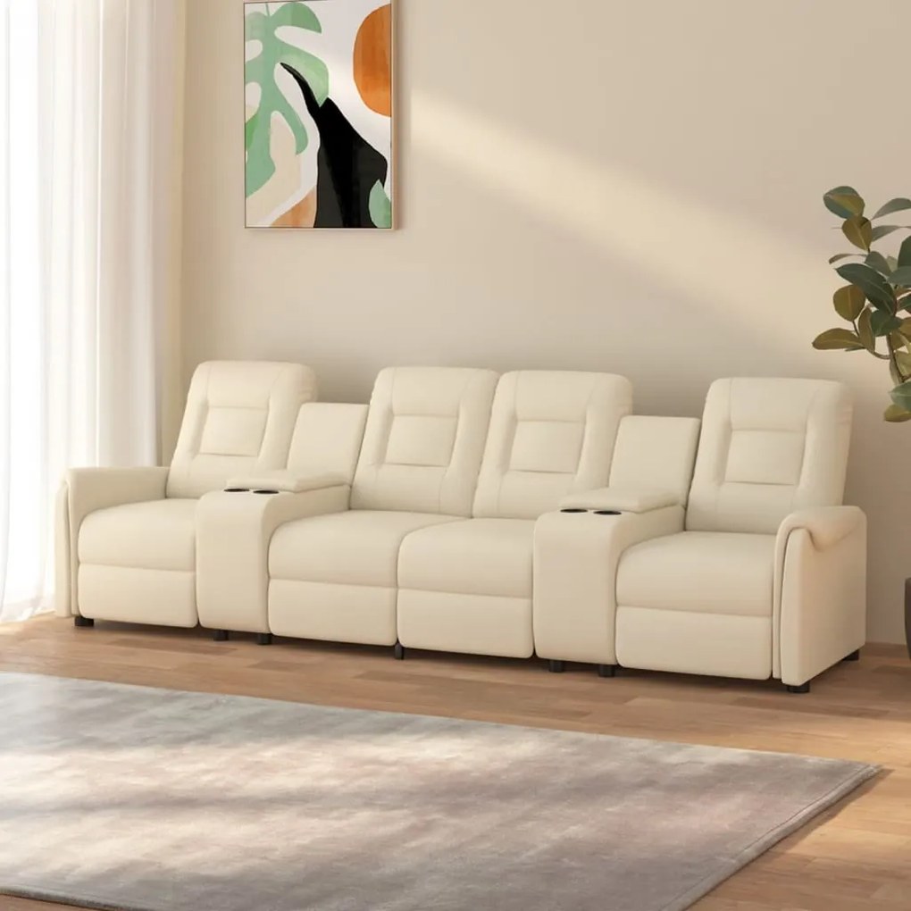 vidaXL Poltrona massagem 4 lug. reclinável c/ suportes copo creme