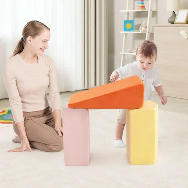 Conjunto de escalada e rampa infantil de 5 peças (BOLAS NÃO INCLUIDAS) Blocos de construção de esponja com piscina de bolas Capa lavável Criativo Mult