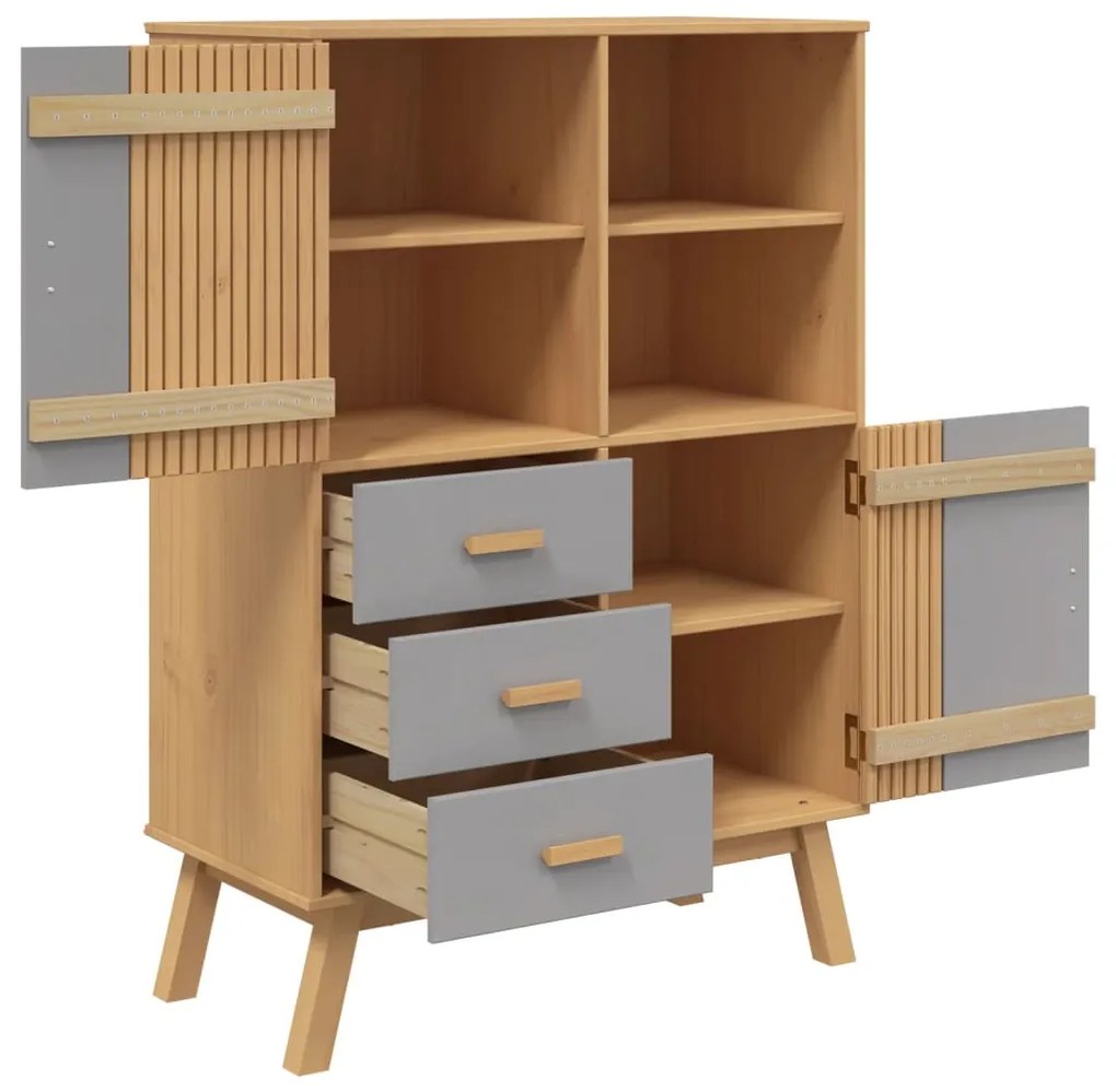 Armário alto OLDEN 85x43x125 cm pinho maciço cinzento/castanho