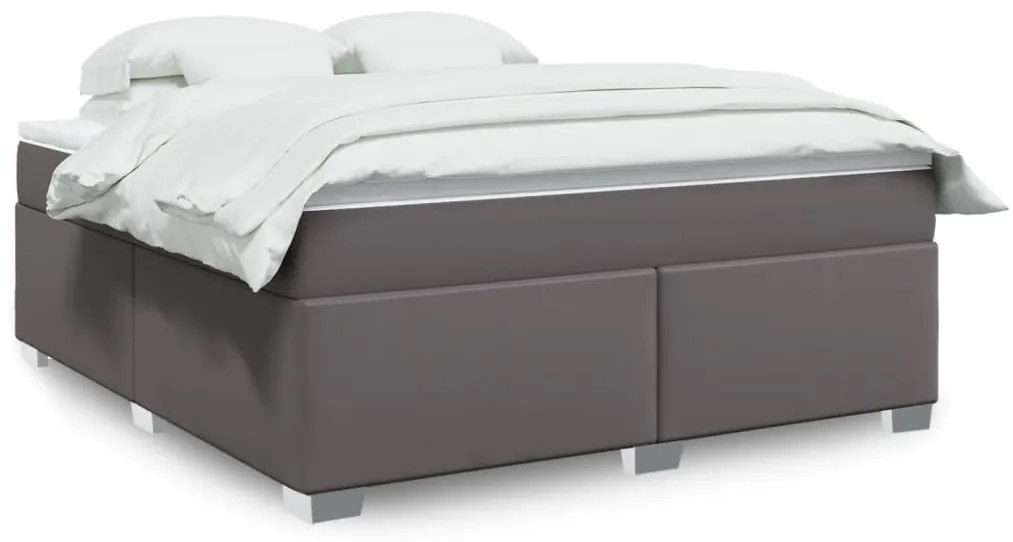 vidaXL Cama com molas/colchão 180x200 cm couro artificial cinza