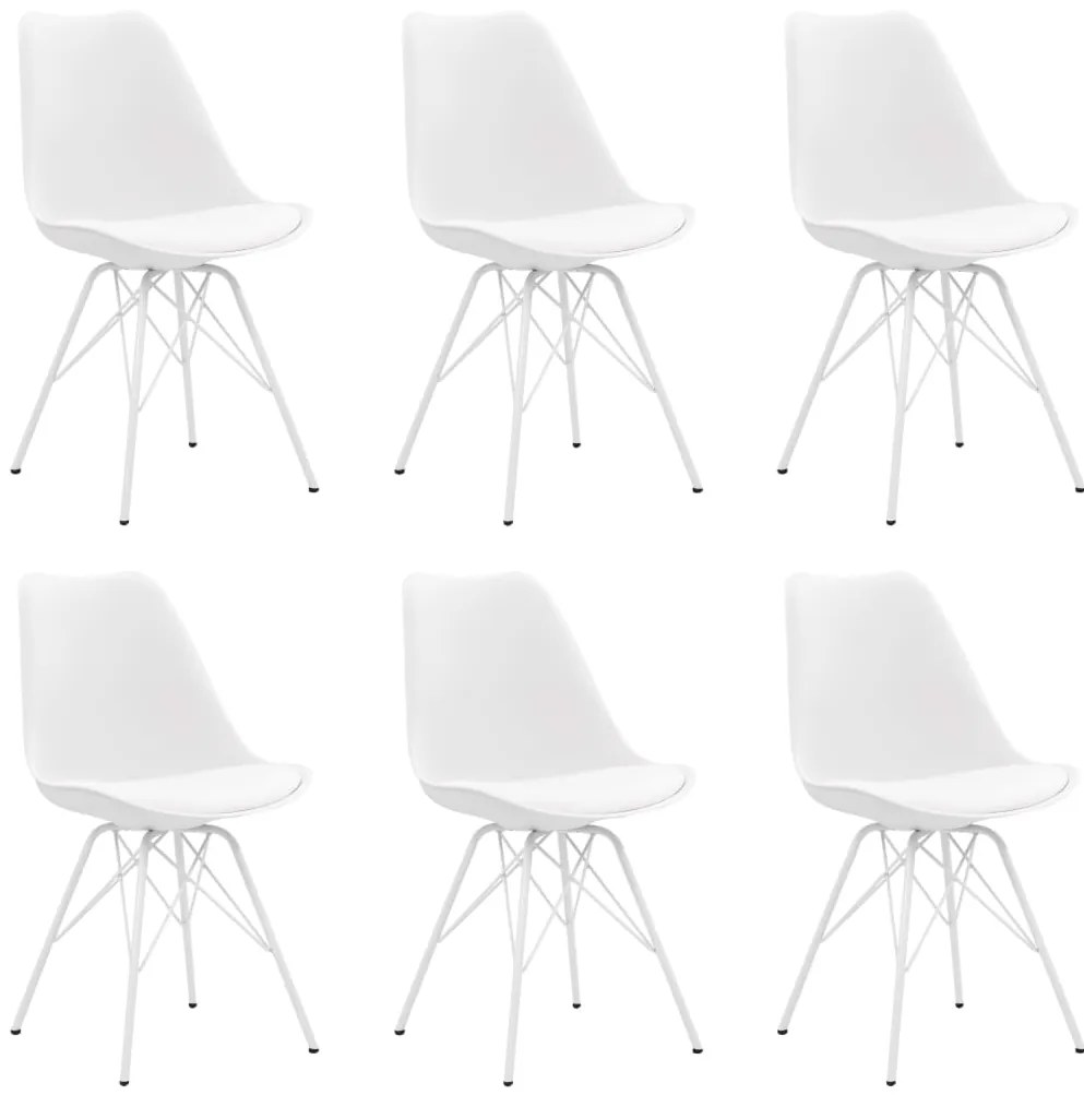 vidaXL Cadeiras de jantar 6 pcs couro artificial branco