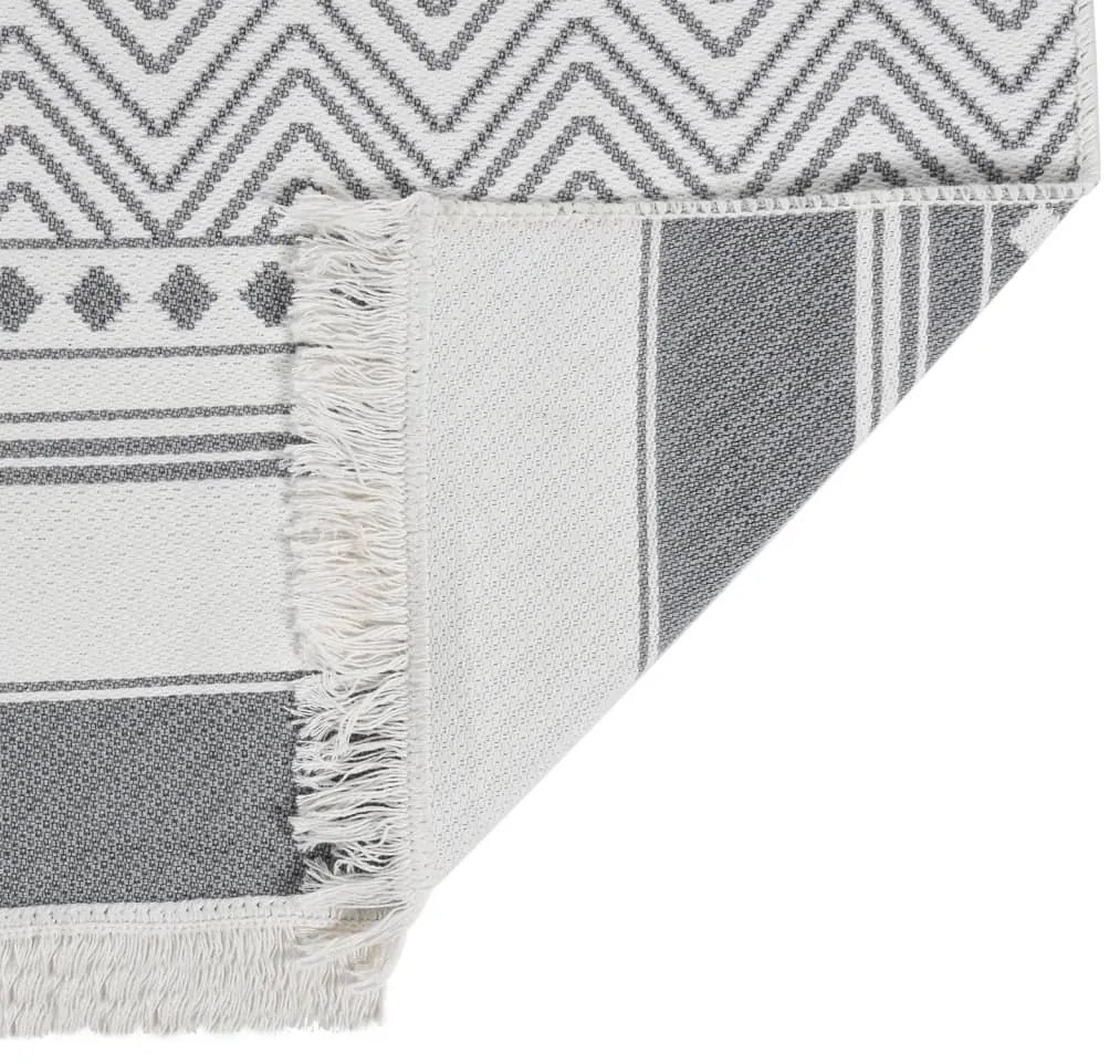 Tapete 160x230 cm algodão cinzento e branco