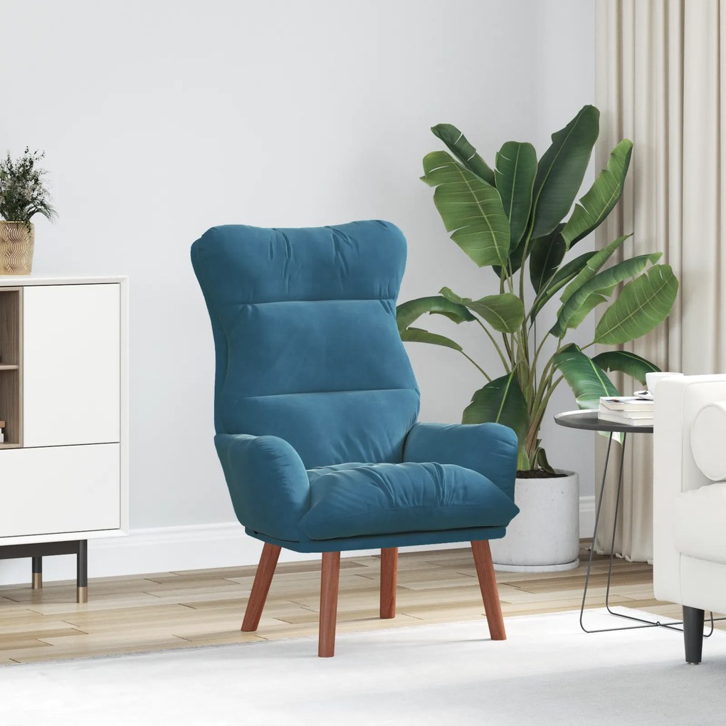 vidaXL Poltrona Relaxante Veludo Azul