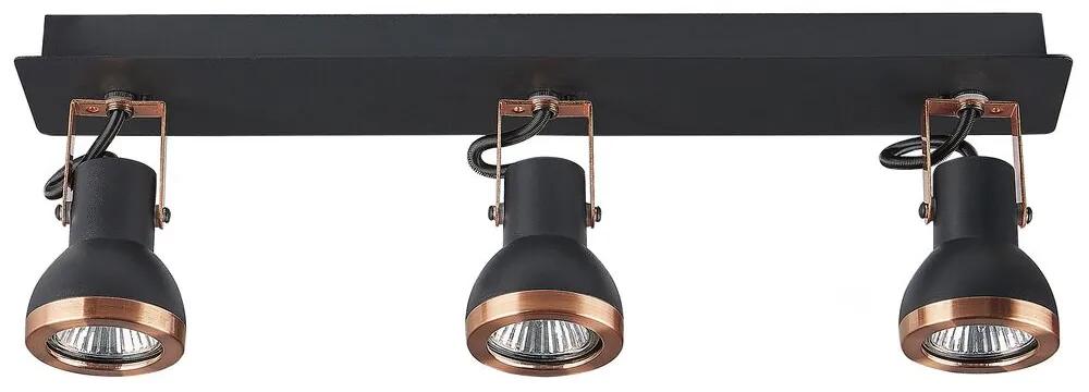Candeeiro de teto metal preto e cor de cobre 3 luzes BARO Beliani
