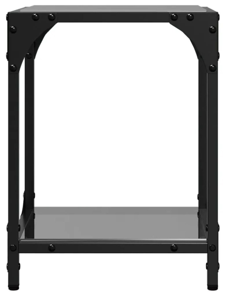 Mesas de centro c/ topo em vidro preto 2 pcs 30x30x40 cm aço