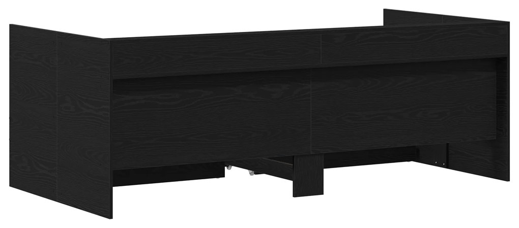 Cama de Dia Preta com Gavetas Carvalho Preto Madeira engenheirada