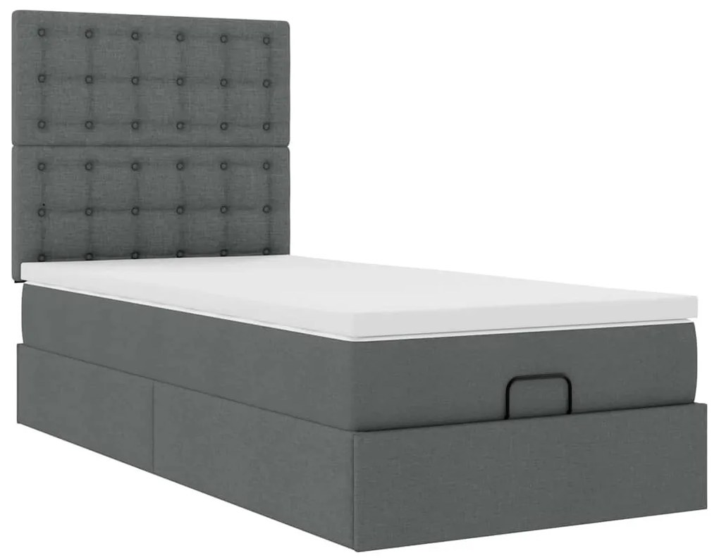 Estrutura cama otomana colchão 90x190 cm tecido cinzento escuro