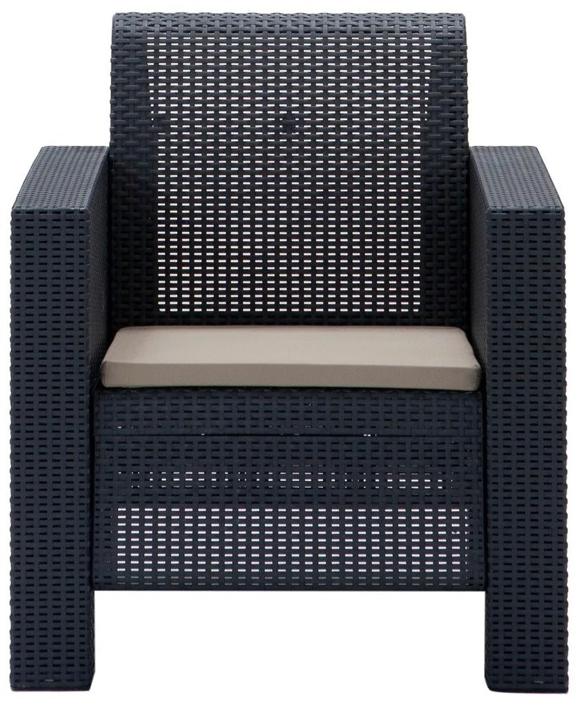 Conjunto Lounge de Jardim “Aksu” — Sofá, Poltronas e Mesa de Centro —