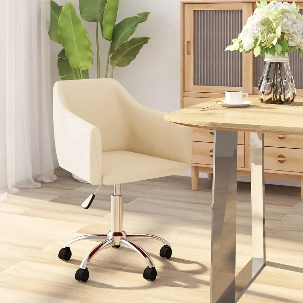 vidaXL Cadeira de jantar giratória tecido cor creme