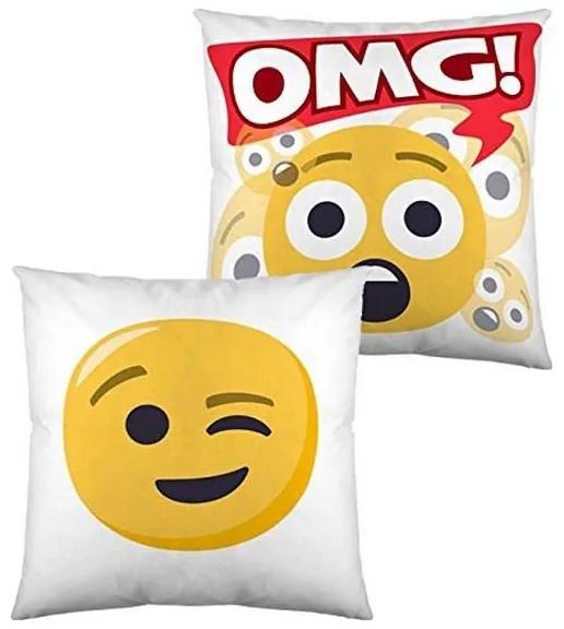 Almofada com Enchimento Emoji Winking Face and OMG (40 x 40 cm)