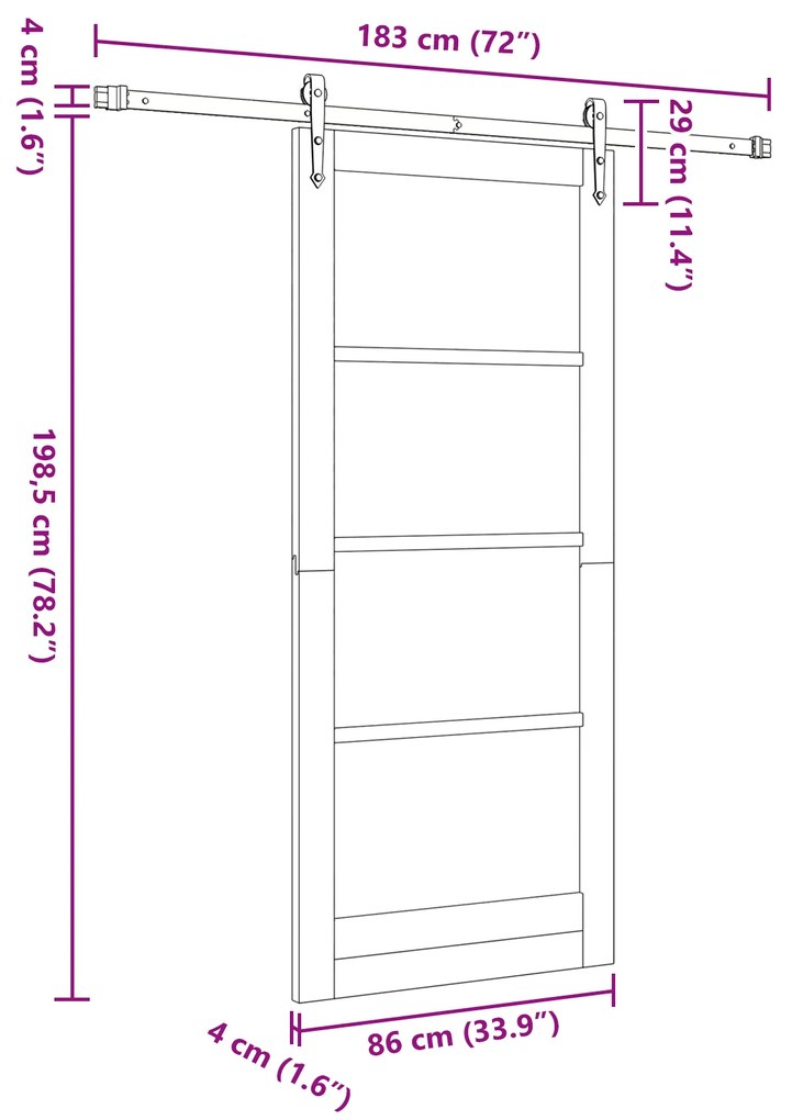 Porta Deslizante vidaXL com Conjunto de Hardware Branca 86x198.5 cm Ma