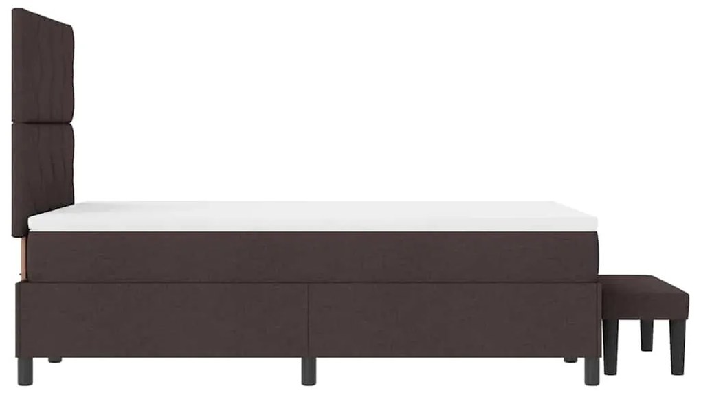 Cama Box com Colchão e Banco Castanho Escuro 120x200 cm Tecido