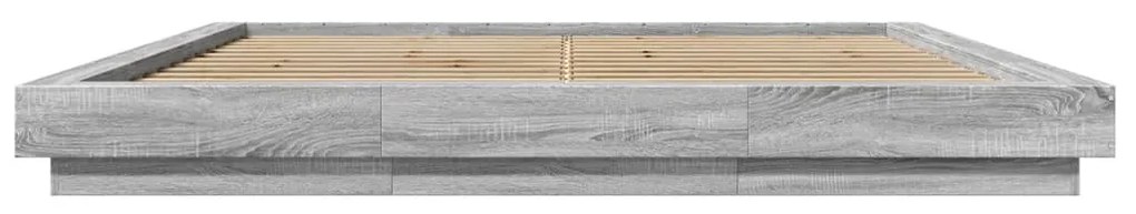 Estrutura de cama 200x200 cm derivados madeira cinzento sonoma