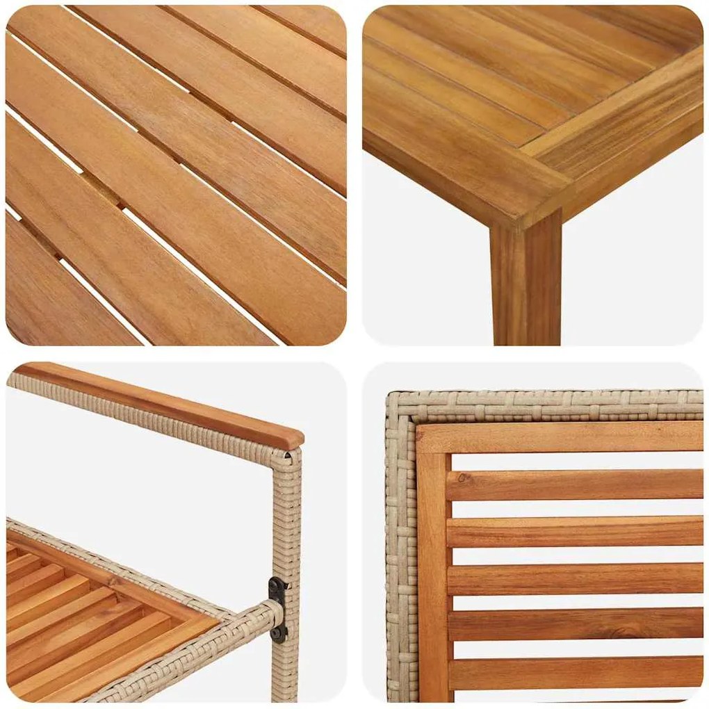 Conjunto de Jantar de Jardim 3 pcs Bege 85 x 85 x 74 cm