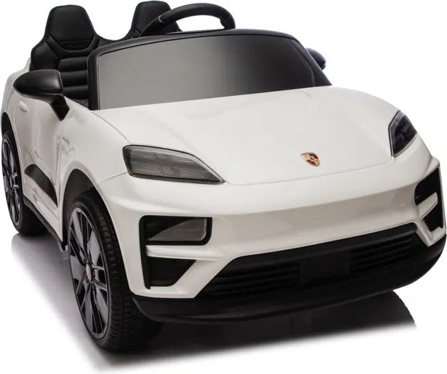 Carro elétrico para crianças até 5 anos Porsche Macan Turbo 12V, com bateria de lítio, Pneus de borracha, Controle remoto Branco